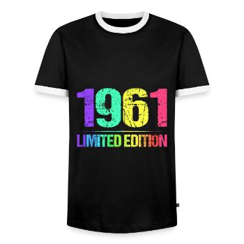 1961 Limited Edition Jahrgang 61er Retro Jahrgang - Männer Kontrast-T-Shirt - Schwarz/Weiß - Vorne - AI Model Female 172 light (172cm) & AI Model Male 178 light (178cm)