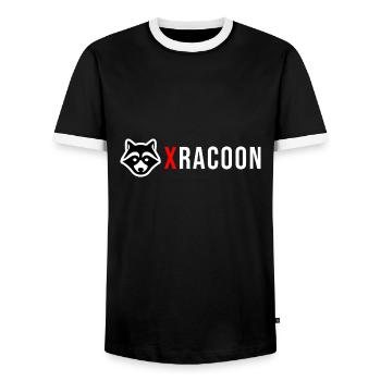 WASCHBÄR RACOON WASCHBÄREN XRACOON - Männer Kontrast-T-Shirt - Schwarz/Weiß - Vorne - AI Model Female 172 light (172cm) & AI Model Male 178 light (178cm)