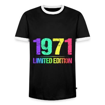 1971 Limited Edition Jahrgang 71er Retro Jahrgang - Männer Kontrast-T-Shirt - Schwarz/Weiß - Vorne - AI Model Female 172 light (172cm) & AI Model Male 178 light (178cm)