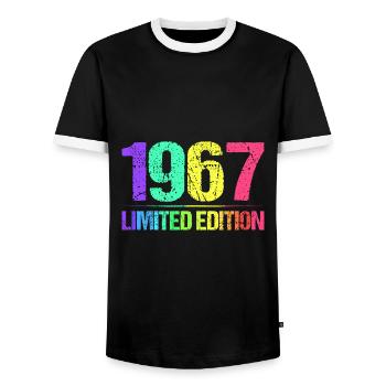 1967 Limited Edition Jahrgang 67er Retro Jahrgang - Männer Kontrast-T-Shirt - Schwarz/Weiß - Vorne - AI Model Female 172 light (172cm) & AI Model Male 178 light (178cm)