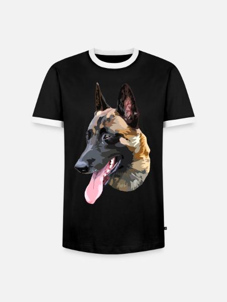 berger malinois - T-shirt contrasté Homme - noir/blanc