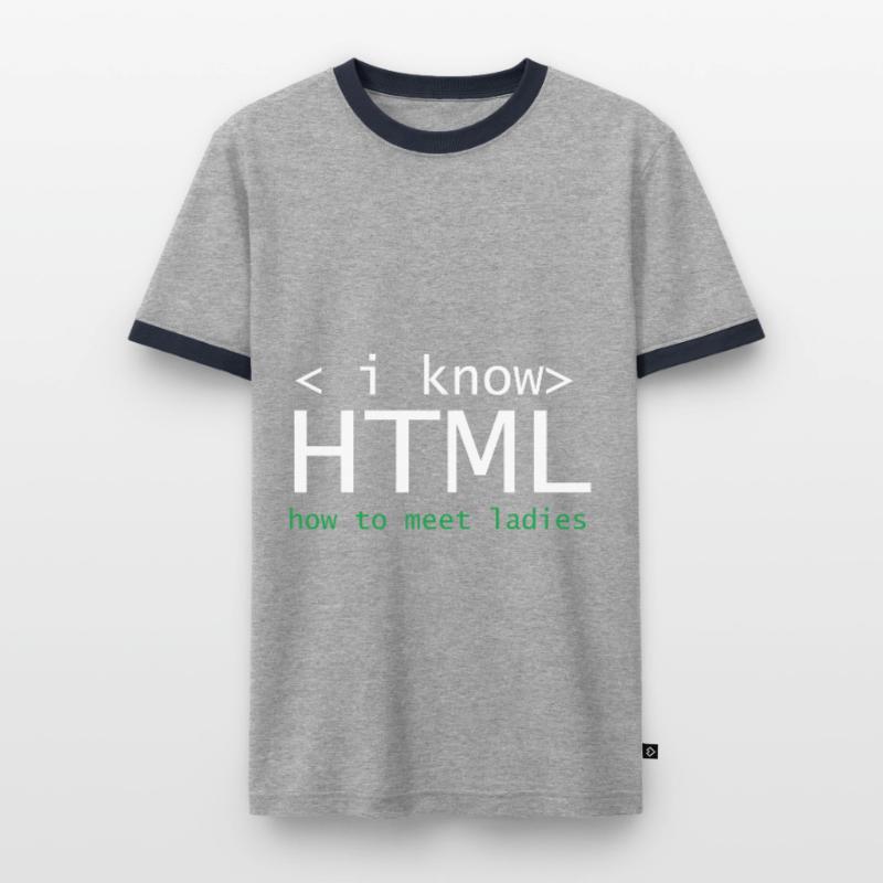 HTML Editor Hypertext Markup Language Webdokument Männer Kontrast-T-Shirt