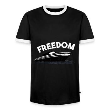 Boat Captain Gift Ship Boat Owner Captain - Men's Ringer Shirt - black/white - Front - AI Model Female 172 light (172cm) & AI Model Male 178 light (178cm)
