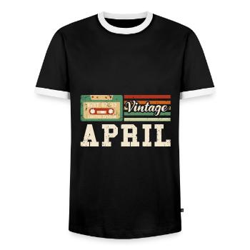 70th birthday April Vintage 1953 Vintage - Men's Ringer Shirt - black/white - Front - AI Model Female 172 light (172cm) & AI Model Male 178 light (178cm)