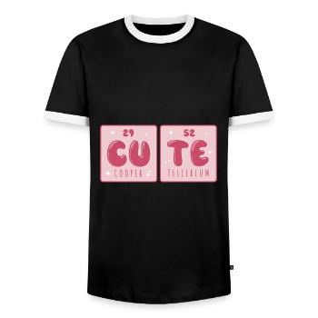Sweet Copper Tellerium Cute Chemistry Chemist Flirt - Men's Ringer Shirt - black/white - Front - AI Model Female 172 light (172cm) & AI Model Male 178 light (178cm)
