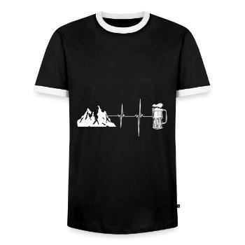 Hiking Gift Mountaineering Trekking Hikers - Men's Ringer Shirt - black/white - Front - AI Model Female 172 light (172cm) & AI Model Male 178 light (178cm)