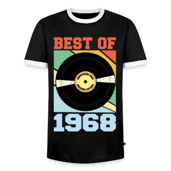 Best of 1968 - Men's Ringer Shirt - black/white - Front - AI Model Female 172 light (172cm) & AI Model Male 178 light (178cm)