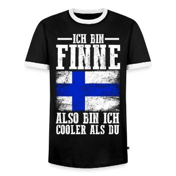 Finnland Finne Finnisches - Männer Kontrast-T-Shirt - Schwarz/Weiß - Vorne - AI Model Female 172 light (172cm) & AI Model Male 178 light (178cm)