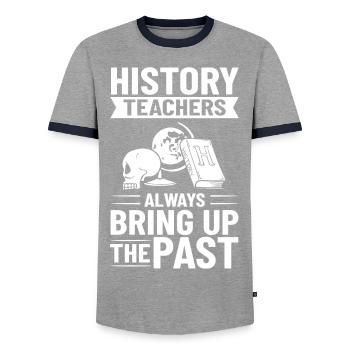 Geschichte Lehrer Lektion Professor Historiker - Männer Kontrast-T-Shirt - Grau/Navy  - Vorne - AI Model Female 172 light (172cm) & AI Model Male 178 light (178cm)