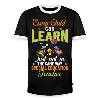 Special education Special education Promoting special needs - Men's Ringer Shirt - black/white - Front - AI Model Female 172 light (172cm) & AI Model Male 178 light (178cm)