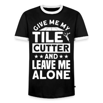 Flooring Flooring Installer Tiler Flooring - Men's Ringer Shirt - black/white - Front - AI Model Female 172 light (172cm) & AI Model Male 178 light (178cm)