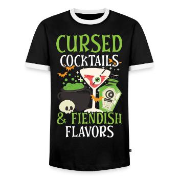 Cursed cocktails & devilish flavors - Men's Ringer Shirt - black/white - Front - AI Model Female 172 light (172cm) & AI Model Male 178 light (178cm)