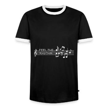 Musician Music Rhythm Clef - Men's Ringer Shirt - black/white - Front - AI Model Female 172 light (172cm) & AI Model Male 178 light (178cm)