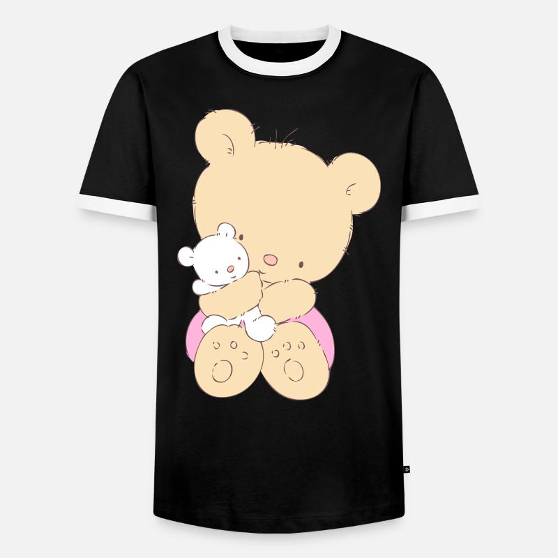 Bear hugging toy Teddy bear - Männer Kontrast-T-Shirt - Schwarz/Weiß
