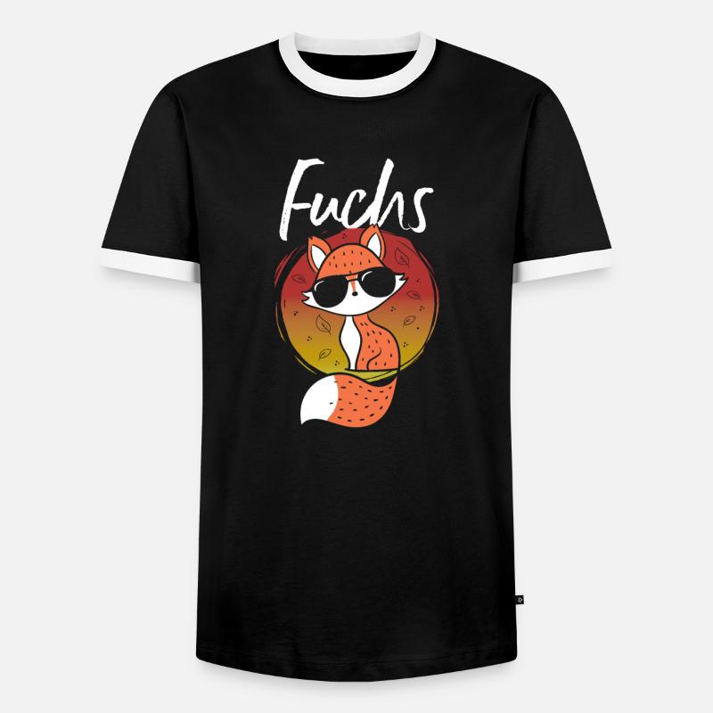 Fuchs - Männer Kontrast-T-Shirt - Schwarz/Weiß