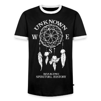 Dreamcatcher T-Shirt black - Men's Ringer Shirt - black/white - Front - AI Model Female 172 light (172cm) & AI Model Male 178 light (178cm)