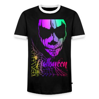 Scary Halloween – Rainbow - Men's Ringer Shirt - black/white - Front - AI Model Female 172 light (172cm) & AI Model Male 178 light (178cm)