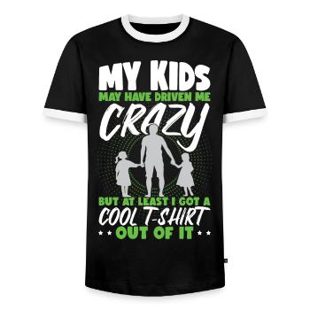 Fathers Day Dad Funny My Kids Have Driven Me Crazy - Men's Ringer Shirt - black/white - Front - AI Model Female 172 light (172cm) & AI Model Male 178 light (178cm)