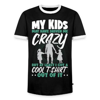 Kids Father's Day Dad Papa Birthday - Men's Ringer Shirt - black/white - Front - AI Model Female 172 light (172cm) & AI Model Male 178 light (178cm)