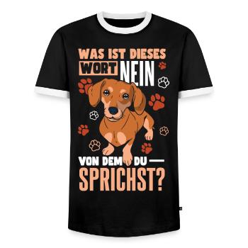 Dachshund Sprüche & Geschenke Dackel - Männer Kontrast-T-Shirt - Schwarz/Weiß - Vorne - AI Model Female 172 light (172cm) & AI Model Male 178 light (178cm)
