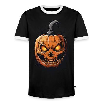 Octobre minuit effrayant Halloween citrouille - T-shirt contrasté Homme - noir/blanc - Devant - AI Model Female 172 light (172cm) & AI Model Male 178 light (178cm)