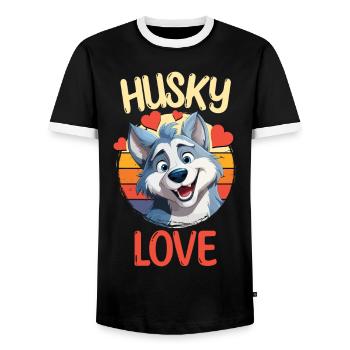 Husky Liebe Hund Schlittenhund Hunderasse Winter - Männer Kontrast-T-Shirt - Schwarz/Weiß - Vorne - AI Model Female 172 light (172cm) & AI Model Male 178 light (178cm)