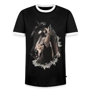 Pferd - Männer Kontrast-T-Shirt - Schwarz/Weiß - Vorne - AI Model Female 172 light (172cm) & AI Model Male 178 light (178cm)