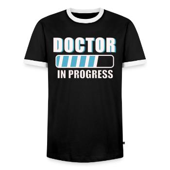 Docteur Docteur Travail Médecins - T-shirt contrasté Homme - noir/blanc - Devant - AI Model Female 172 light (172cm) & AI Model Male 178 light (178cm)