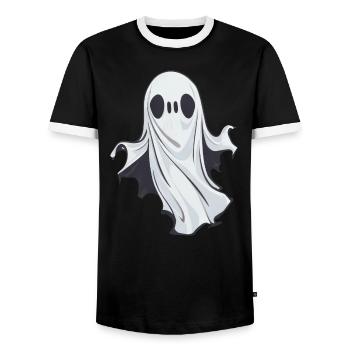 Halloween Ghost Ghost - Men's Ringer Shirt - black/white - Front - AI Model Female 172 light (172cm) & AI Model Male 178 light (178cm)