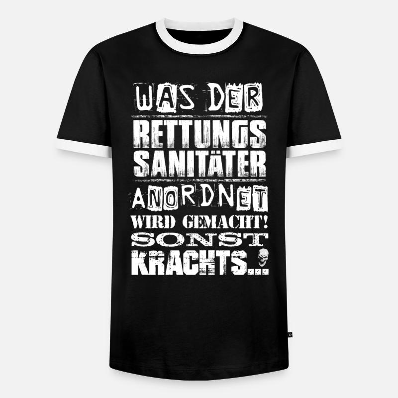 Beruf - Was der Rettungssanitäter anordnet, wird - Männer Kontrast-T-Shirt - Schwarz/Weiß