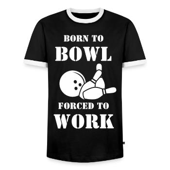 Bowling Bowling Ball Bowling Alley Bowling Players - Men's Ringer Shirt - black/white - Front - AI Model Female 172 light (172cm) & AI Model Male 178 light (178cm)
