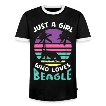 Hund Beagle Hundehalterin Frauchen Muttertag - Männer Kontrast-T-Shirt - Schwarz/Weiß - Vorne - AI Model Female 172 light (172cm) & AI Model Male 178 light (178cm)