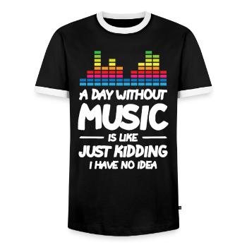 A Day Without Music - Männer Kontrast-T-Shirt - Schwarz/Weiß - Vorne - AI Model Female 172 light (172cm) & AI Model Male 178 light (178cm)