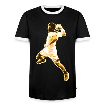 Handball Handballer - Design - Men's Ringer Shirt - black/white - Front - AI Model Female 172 light (172cm) & AI Model Male 178 light (178cm)
