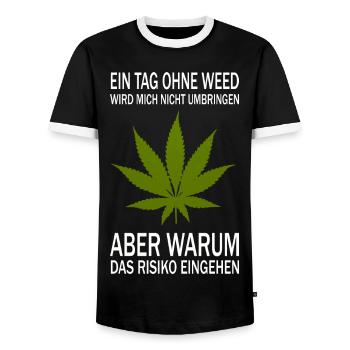A day without weed - Men's Ringer Shirt - black/white - Front - AI Model Female 172 light (172cm) & AI Model Male 178 light (178cm)