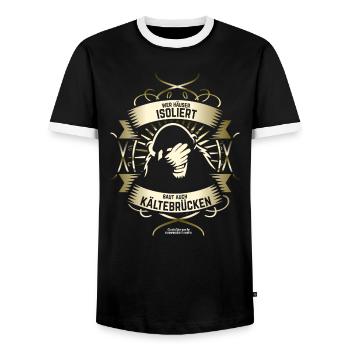 Bauingenieur T Shirt Wärmedämmung | Spruch - Männer Kontrast-T-Shirt - Schwarz/Weiß - Vorne - AI Model Female 172 light (172cm) & AI Model Male 178 light (178cm)