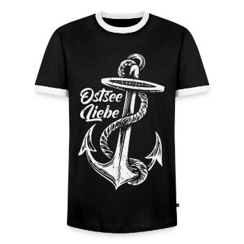 Ostsee Liebe Anker used-look vintage - Männer Kontrast-T-Shirt - Schwarz/Weiß - Vorne - AI Model Female 172 light (172cm) & AI Model Male 178 light (178cm)