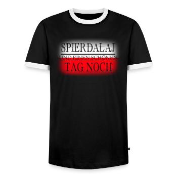 Spierdalaj and a nice day - Men's Ringer Shirt - black/white - Front - AI Model Female 172 light (172cm) & AI Model Male 178 light (178cm)