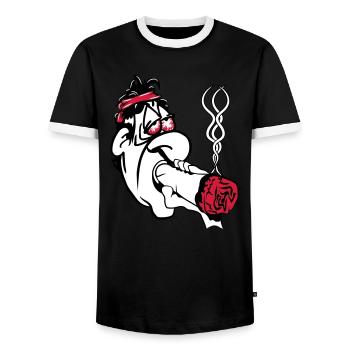 kiffen joint total breit stoned 3c - Männer Kontrast-T-Shirt - Schwarz/Weiß - Vorne - AI Model Female 172 light (172cm) & AI Model Male 178 light (178cm)
