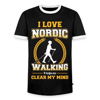 I Love Nordic Walking It Helps Me Clear Mind, Walk - Männer Kontrast-T-Shirt - Schwarz/Weiß - Vorne - AI Model Female 172 light (172cm) & AI Model Male 178 light (178cm)