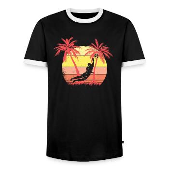 Portero de fútbol Save Summer Sunset 80s Palm - T-shirt contrasté Homme - noir/blanc - Devant - AI Model Female 172 light (172cm) & AI Model Male 178 light (178cm)