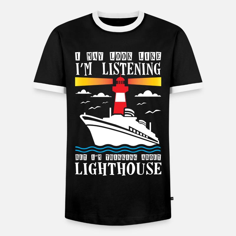 Thinking About Lighthouse Lovers Lighthouse - Männer Kontrast-T-Shirt - Schwarz/Weiß