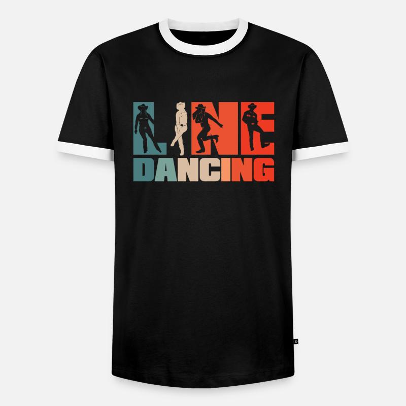 Line Dance Line Dancing - Männer Kontrast-T-Shirt - Schwarz/Weiß