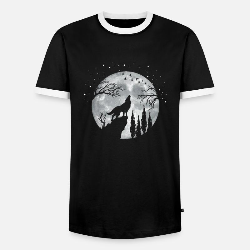 Wolf - Männer Kontrast-T-Shirt - Schwarz/Weiß