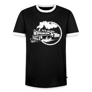 Eisenbahn Eisenbahner Zug Lok Lokführer - Männer Kontrast-T-Shirt - Schwarz/Weiß - Vorne - AI Model Female 172 light (172cm) & AI Model Male 178 light (178cm)