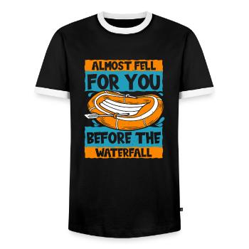 Rafting Wildwasser Kanu Kajak - Männer Kontrast-T-Shirt - Schwarz/Weiß - Vorne - AI Model Female 172 light (172cm) & AI Model Male 178 light (178cm)
