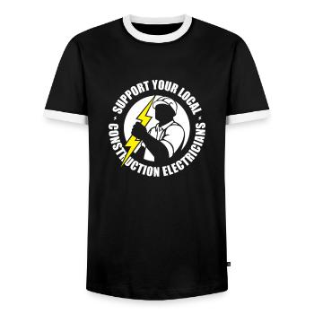 Elektriker Elektrotechniker Elektroniker - Männer Kontrast-T-Shirt - Schwarz/Weiß - Vorne - AI Model Female 172 light (172cm) & AI Model Male 178 light (178cm)