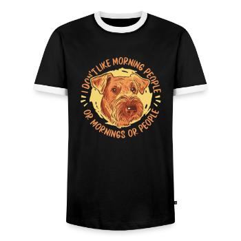 Airedale Terrier Hund - Männer Kontrast-T-Shirt - Schwarz/Weiß - Vorne - AI Model Female 172 light (172cm) & AI Model Male 178 light (178cm)