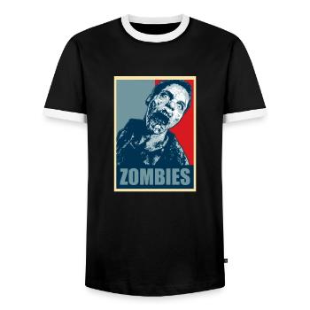 Zombie Halloween - Men's Ringer Shirt - black/white - Front - AI Model Female 172 light (172cm) & AI Model Male 178 light (178cm)