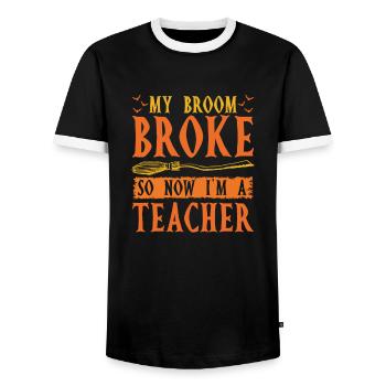 Halloween Funny Witch - Men's Ringer Shirt - black/white - Front - AI Model Female 172 light (172cm) & AI Model Male 178 light (178cm)